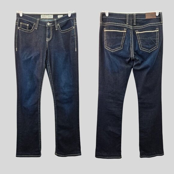 BKE Payton Straight Jeans High Waisted Dark Blue Casual Western Denim Sz 29 Long - Picture 1 of 11